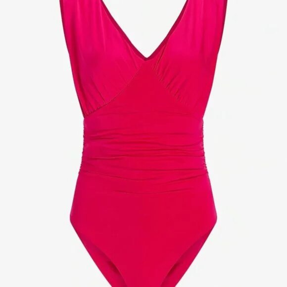 Express Pink Body Contour Double Layer Empire V-Neck Thong Bodysuit SZ XS - Picture 6 of 7